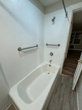 a bathroom with a tub