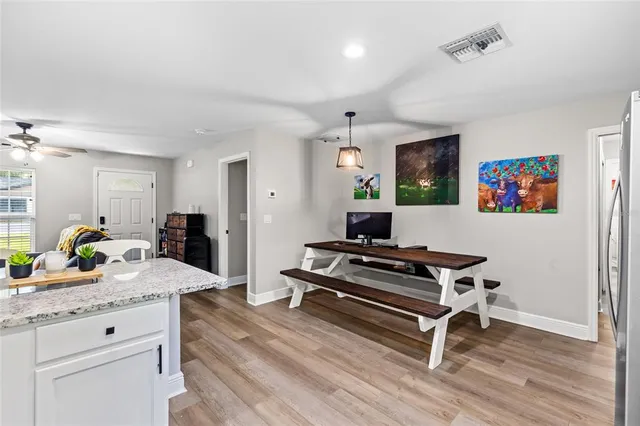 a bedroom with a bed and furniture