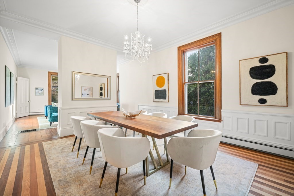 105 Eldredge Street Newton, MA 02458 - Photo 8 of 42 a view of a dining room with furniture window and wooden floor
