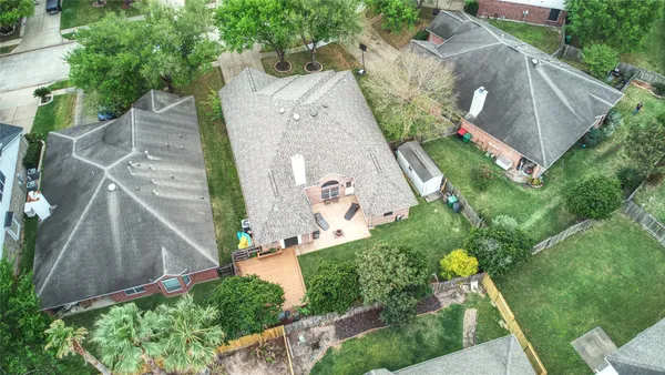 an aerial view of a house