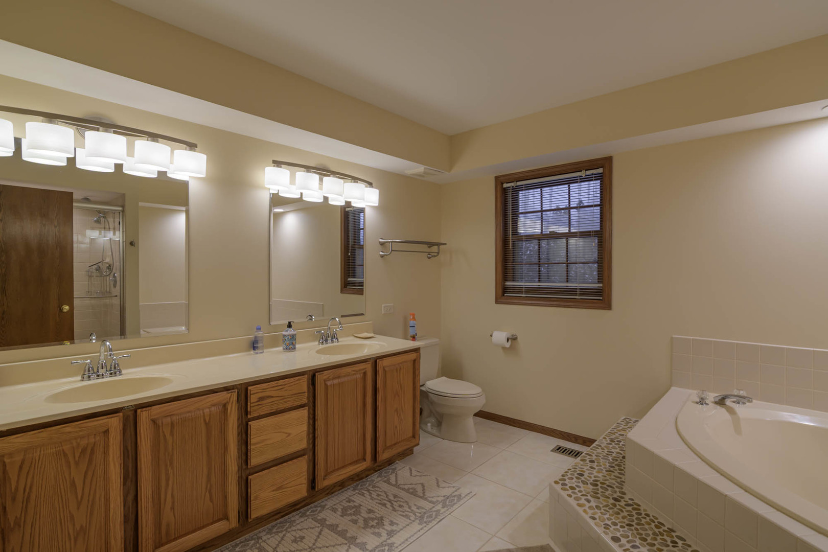 1995 Salem Road Elgin, IL 60123 - Photo 22 of 29 a bathroom with a double vanity sink toilet and a mirror