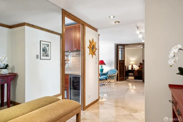 a view of a lake with a mountain in the background