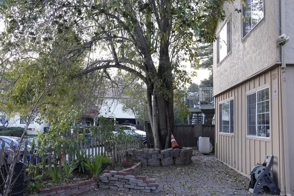 a view of a house with a backyard
