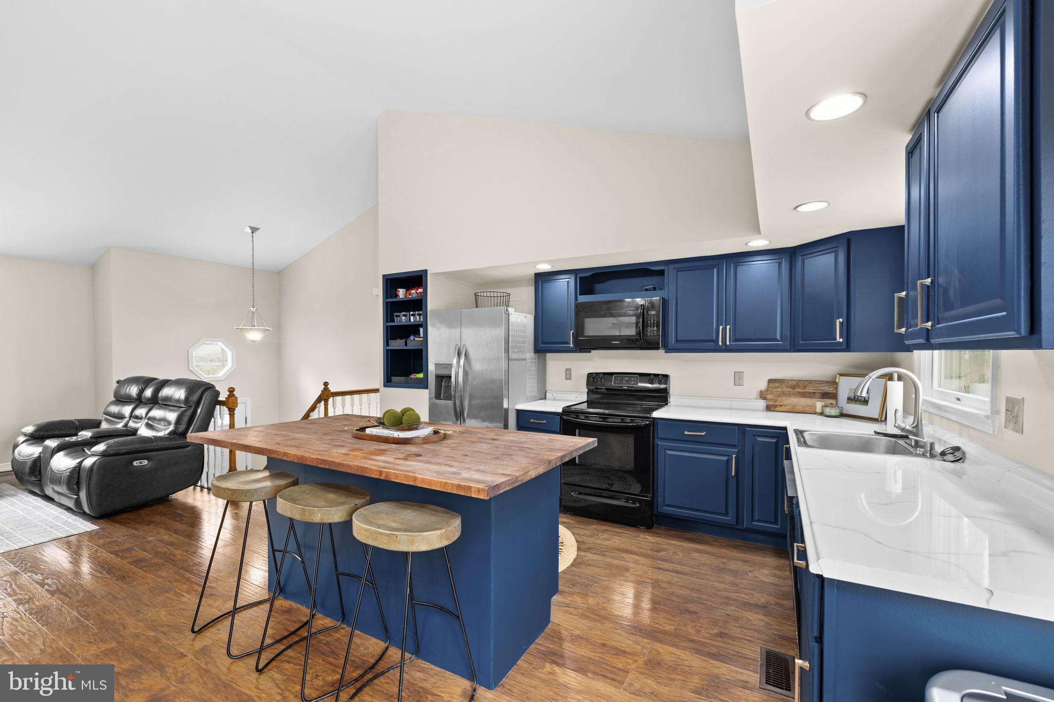 200 Wilderness Lane Locust Grove, VA 22508 - Photo 15 of 67 Modern kitchen with navy cabinetry.