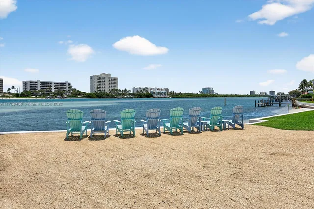 a view of a lake with a yard