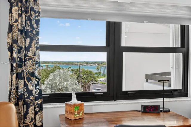 a living room with large window