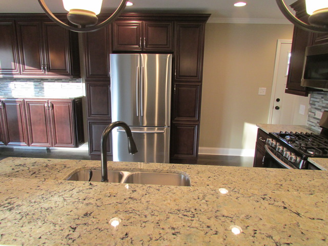 7719 East Prairie Road Skokie, IL 60076 - Photo 19 of 25 a kitchen with granite countertop a refrigerator and a sink