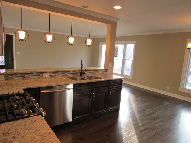 7719 East Prairie Road Skokie, IL 60076 - Photo 6 of 25 a kitchen with stainless steel appliances granite countertop a sink a stove a counter space and cabinets