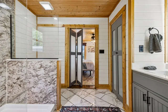 a view of balcony with furniture