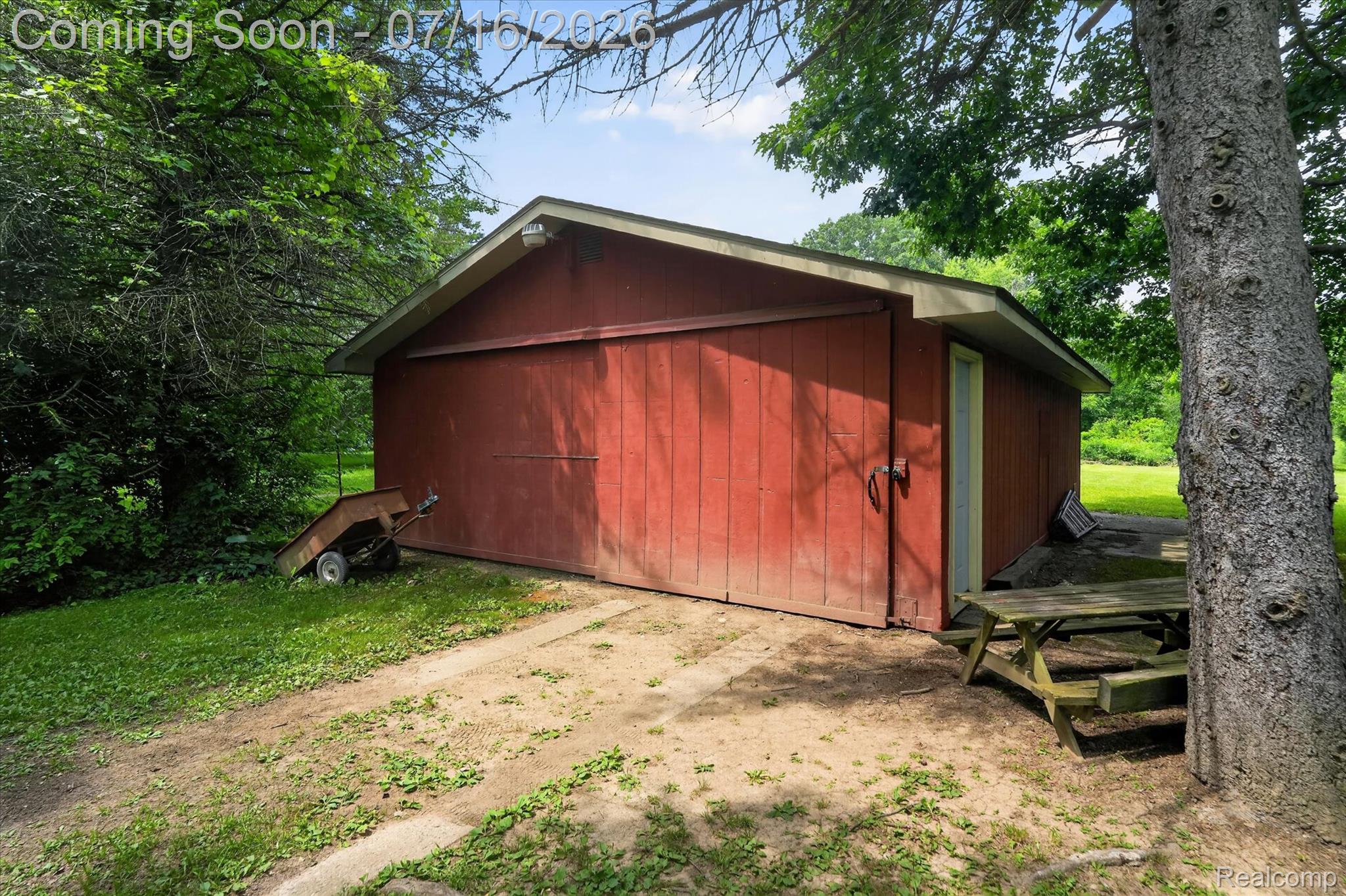 11210 Linden Road Linden, MI 48451 - Photo 30 of 61 Red-painted outbuilding with a light-colored soffit and a pitched roof