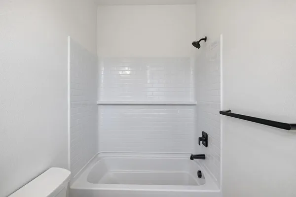 a bathroom with a bathtub