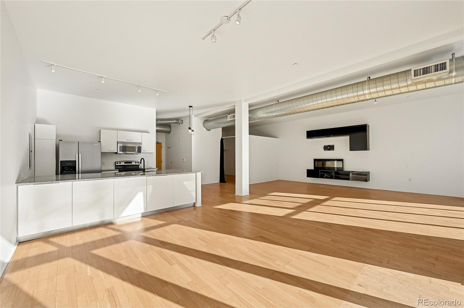 3100 Huron Street, Unit 2C Denver, CO 80202 - Photo 5 of 18 a view of kitchen with stainless steel appliances cabinets and outdoor view