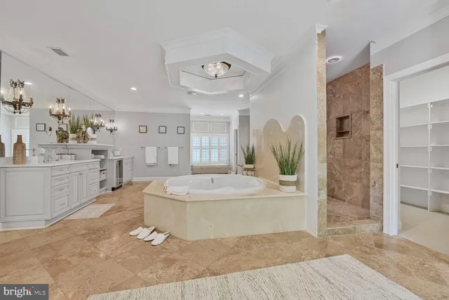 a view of a garden with a fountain