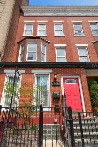 a view of a building from a balcony