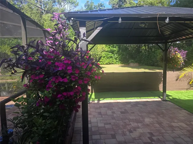 a view of backyard and entertaining space