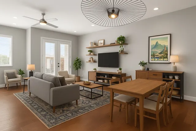 a living room with furniture and a flat screen tv