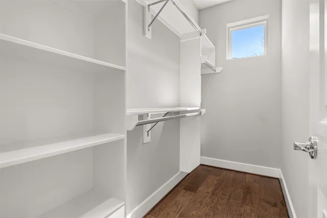 a view of small space with racks on the wall