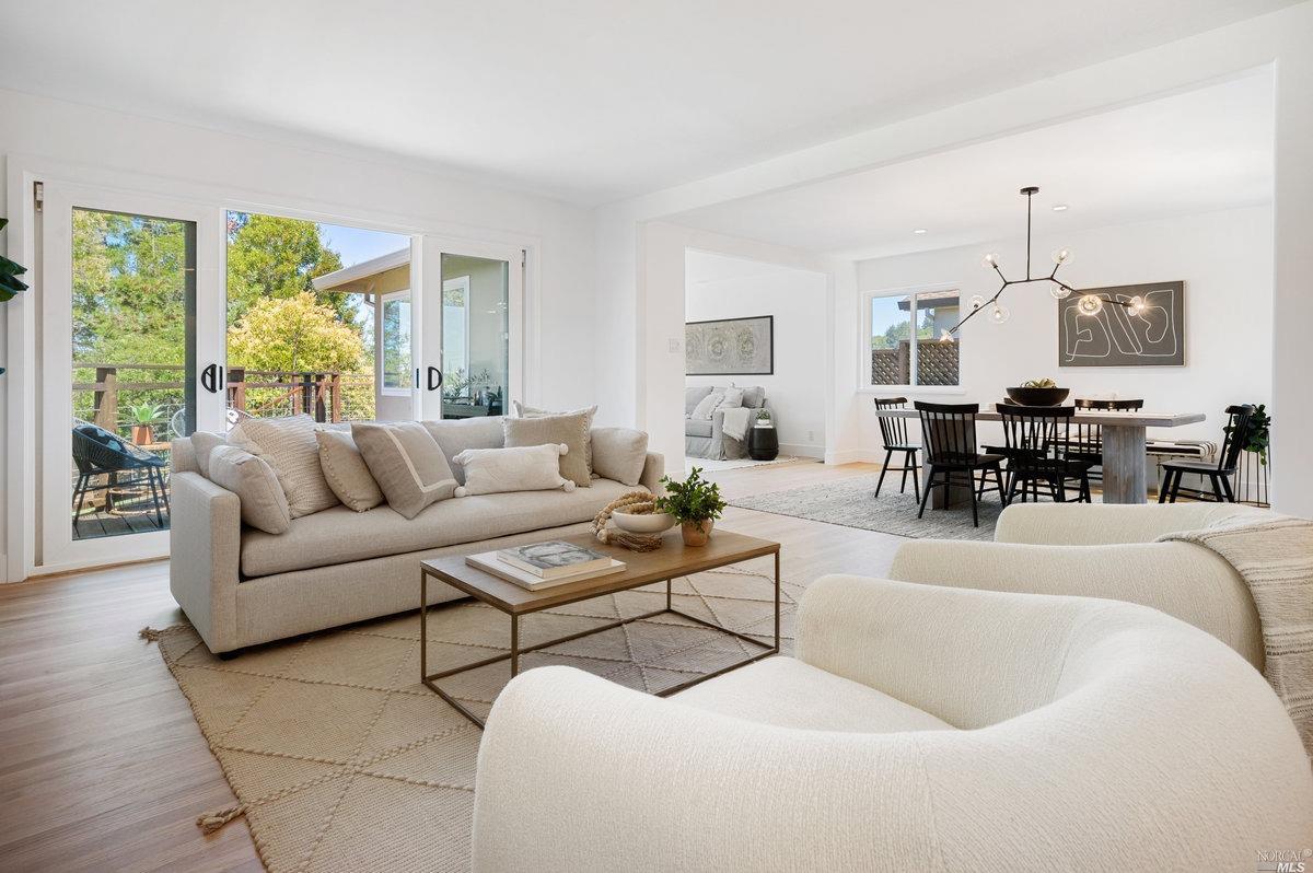 64 Ridgewood Drive San Rafael, CA 94901 - Photo 1 of 1 a living room with furniture and a large window