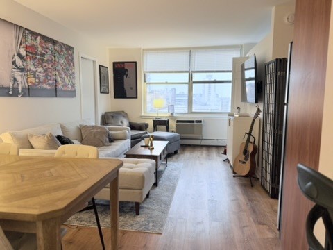 3033 North Sheridan Road, Unit 809 Chicago, IL 60657 - Photo 2 of 20 a living room with furniture a window and a flat screen tv