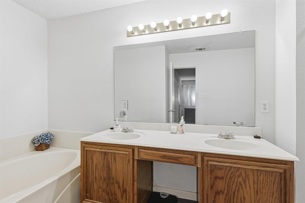 4217 Broken Arrow Road Fort Worth, TX 76137 - Photo 24 of 40 a bathroom with a sink and a mirror