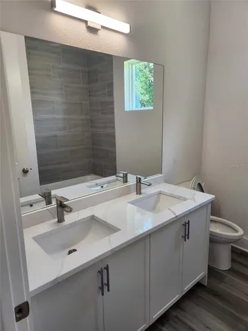 a bathroom with a bathtub
