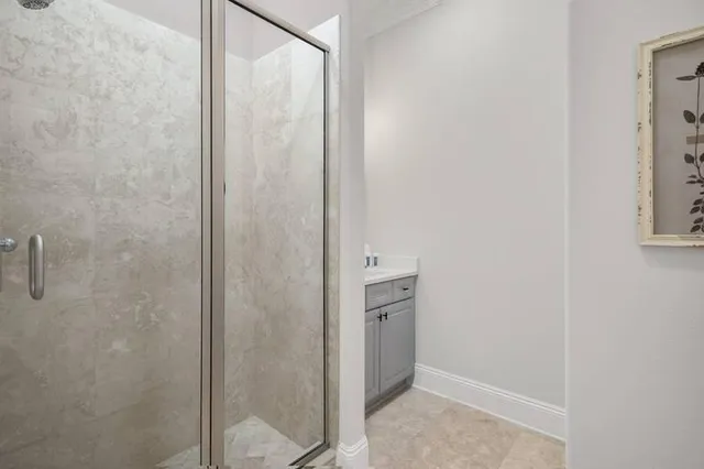 a bathroom with a shower