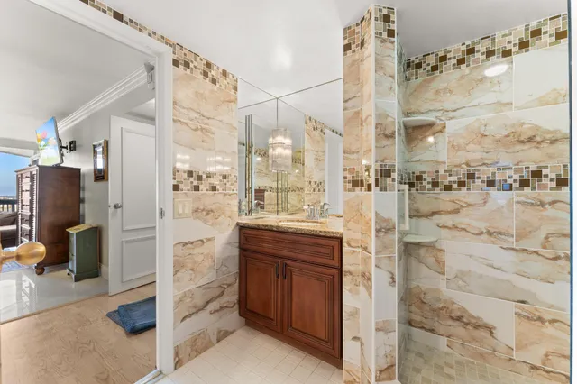 a bathroom with a shower
