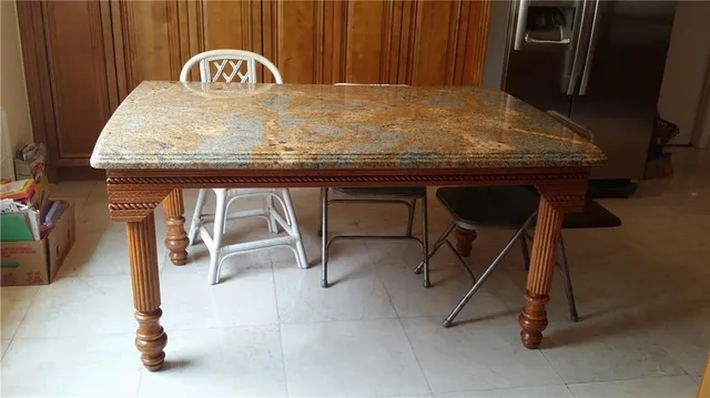 a view of a table and chairs