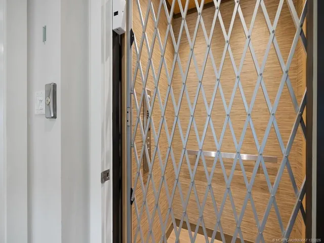 a bathroom with a shower curtain