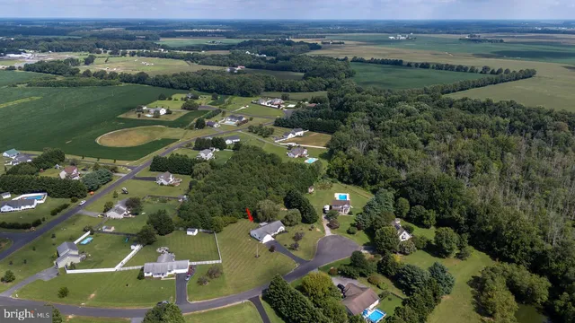 an aerial view of lake residential houses with outdoor space and trees