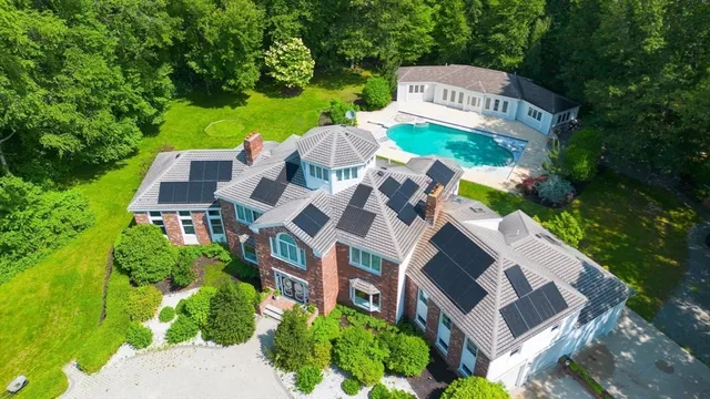 an aerial view of a house