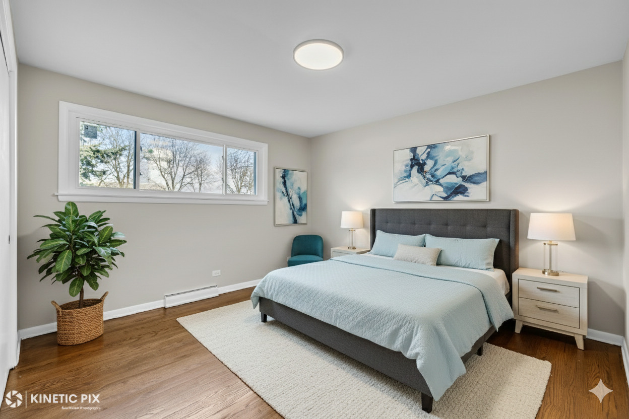 11011 Roosevelt Road Westchester, IL 60154 - Photo 15 of 40 a bedroom with a bed and a potted plant