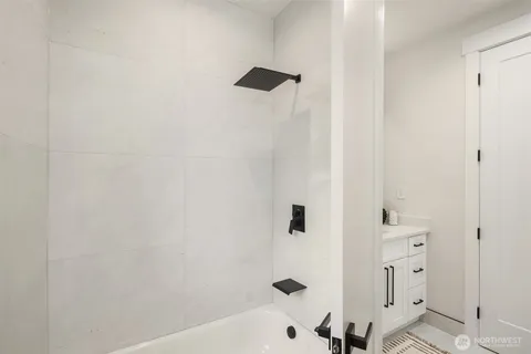 a bathroom with a bathtub