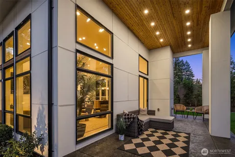 a outdoor space with balcony