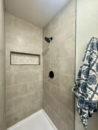 a bathroom with a shower