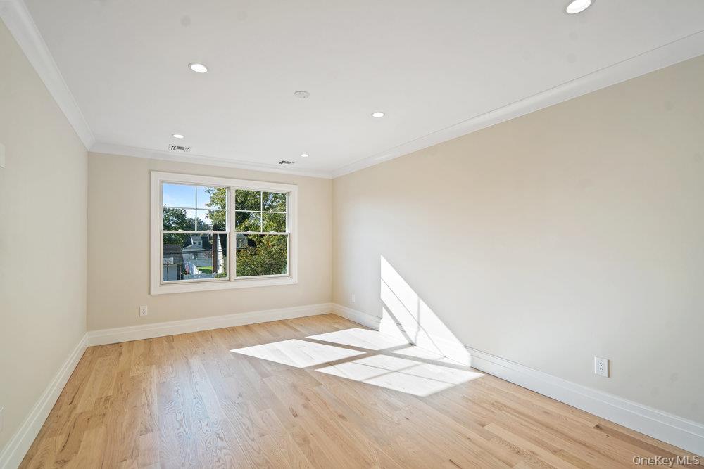 47 Netz Place Albertson, NY 11507 - Photo 25 of 41 Empty room featuring light wood-style flooring, crown molding, and recessed lighting