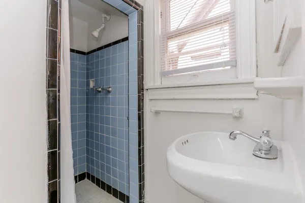 a bathroom with a bathtub