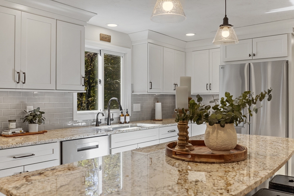 4 Celestial Way Pepperell, MA 01463 - Photo 11 of 41 a kitchen with a refrigerator and potted plants