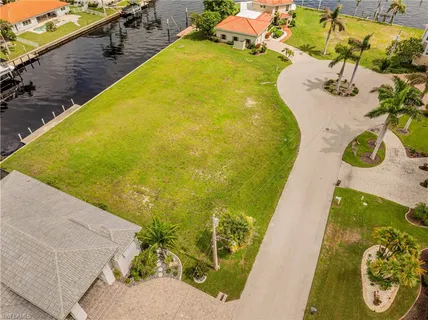 an aerial view of a swimming pool