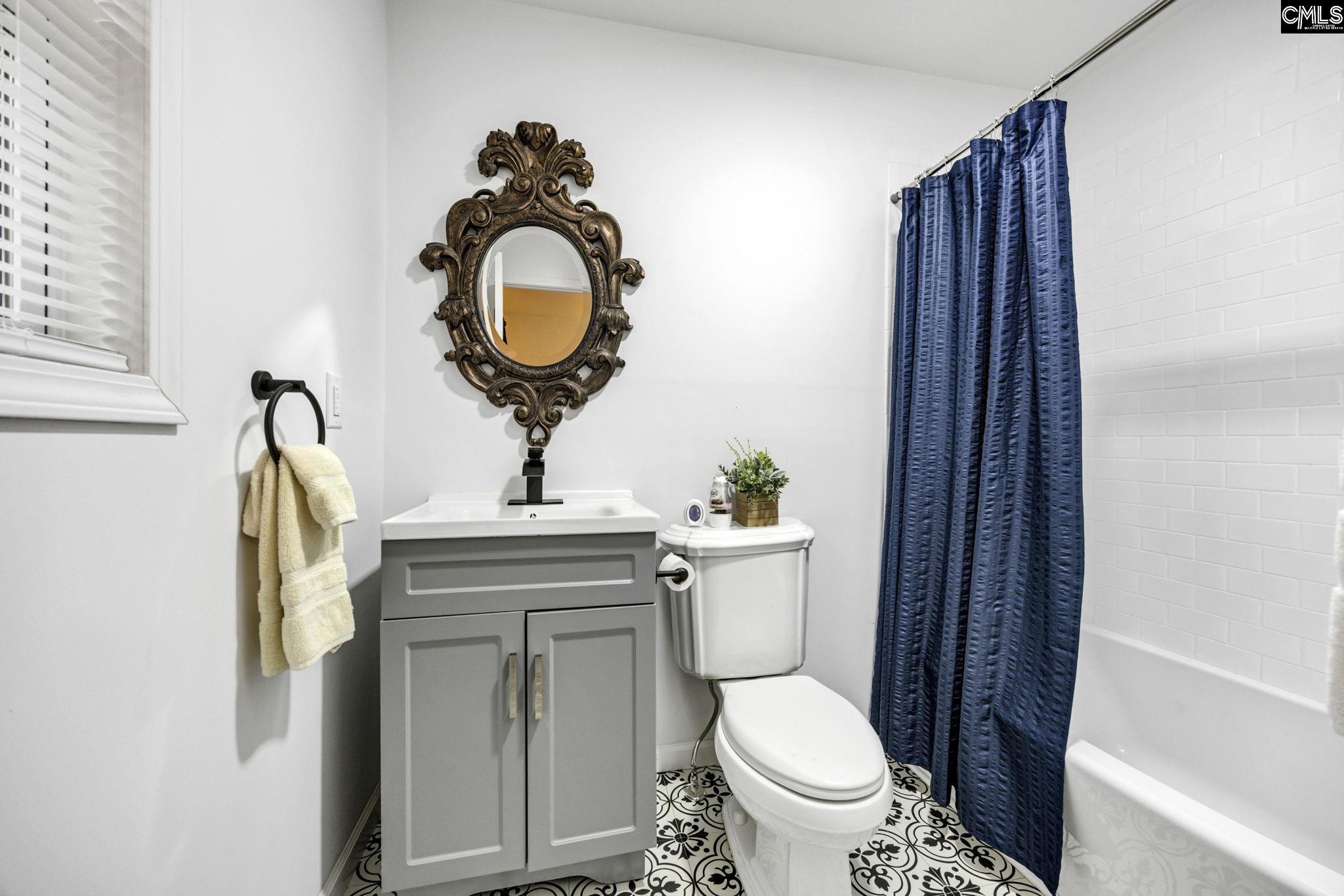8107 Black River Road Rembert, SC 29128 - Photo 20 of 38 a bathroom with a toilet a sink and a mirror