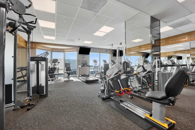 a view of a room with gym equipment