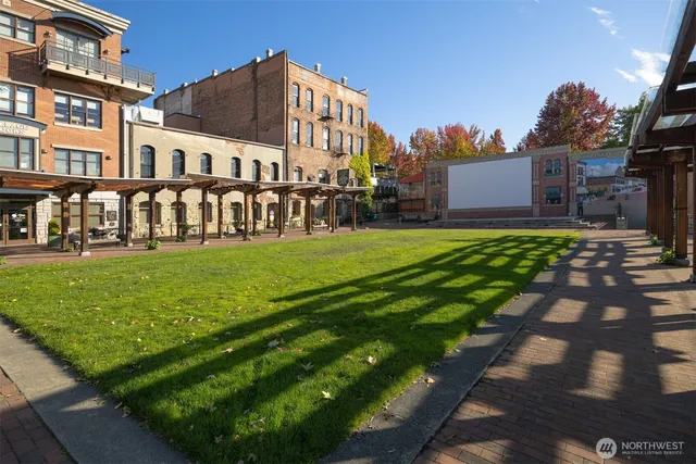 a view of yard with outdoor seating