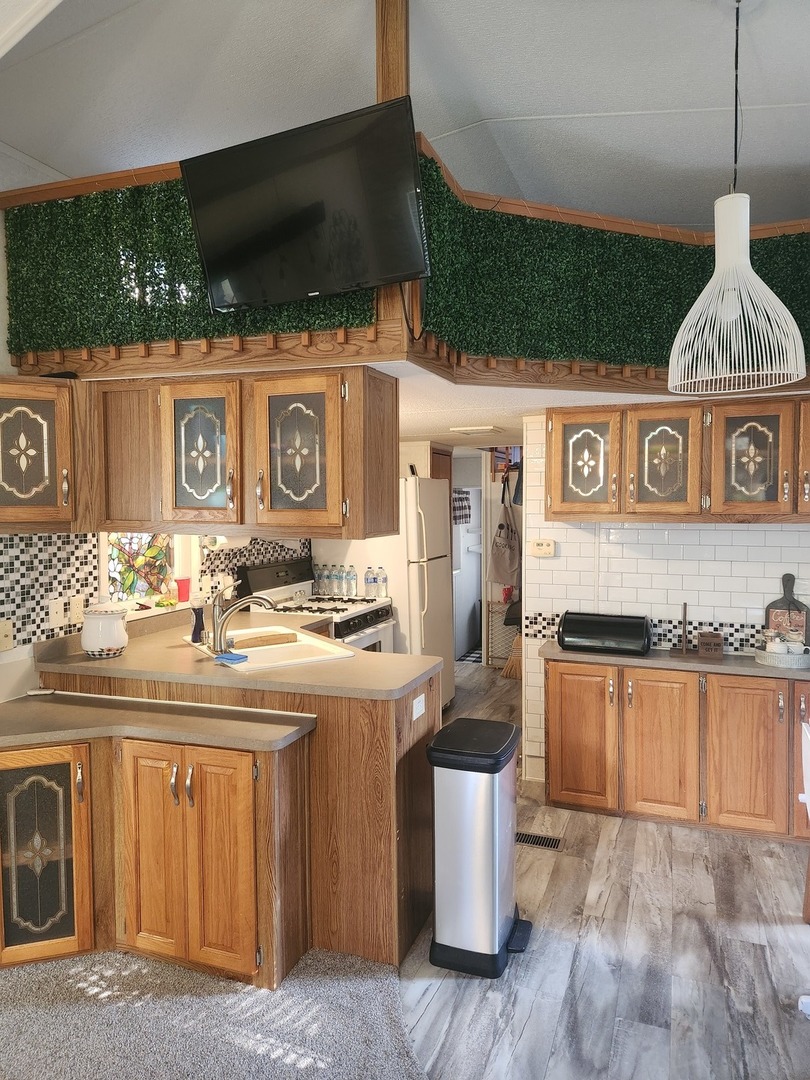 24-65 Woodhaven Lakes Sublette, IL 61367 - Photo 15 of 32 a kitchen with stainless steel appliances granite countertop a stove a sink and a microwave