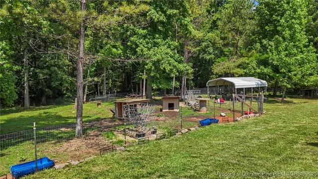 a view of a park with slide