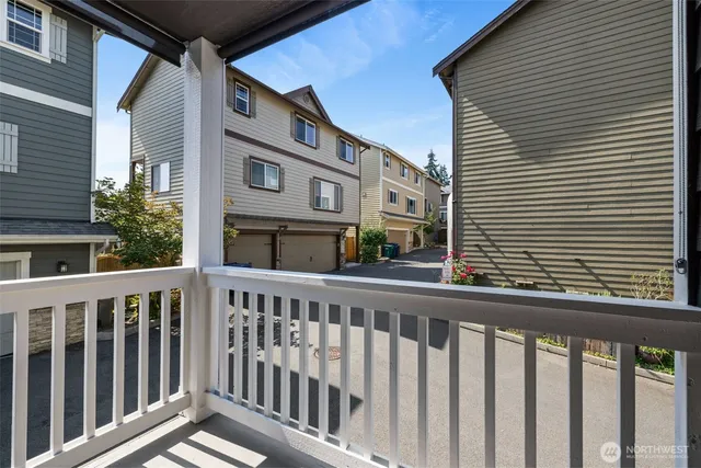 a view of a brick building from a window