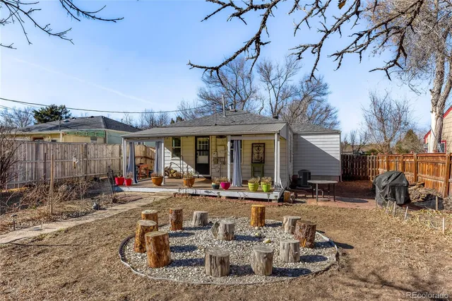 a view of a backyard with snow