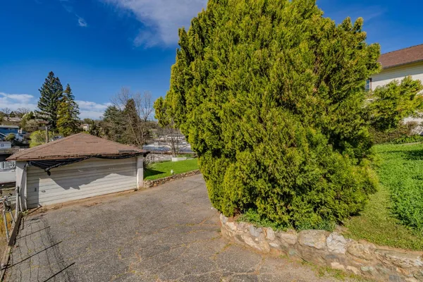 a view of a terrace with a garden