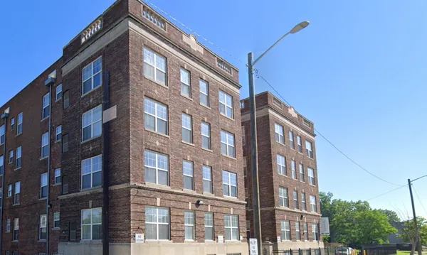 a front view of a building