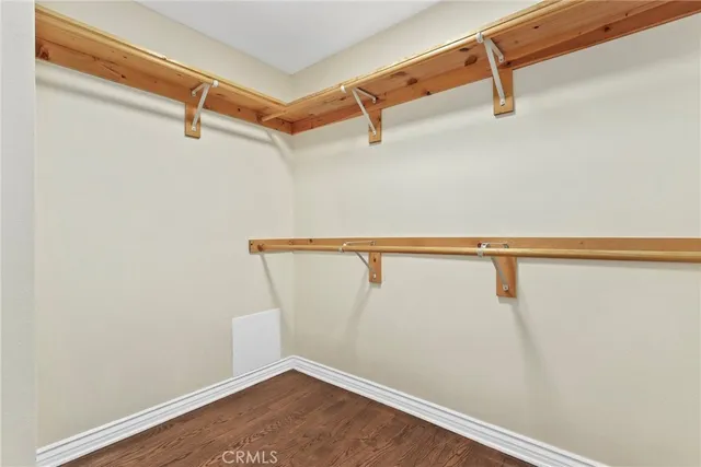 a view of a room with racks on the wall