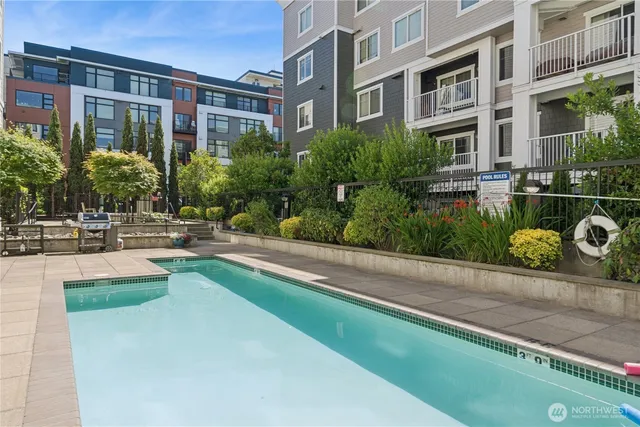 a view of a building with a garden